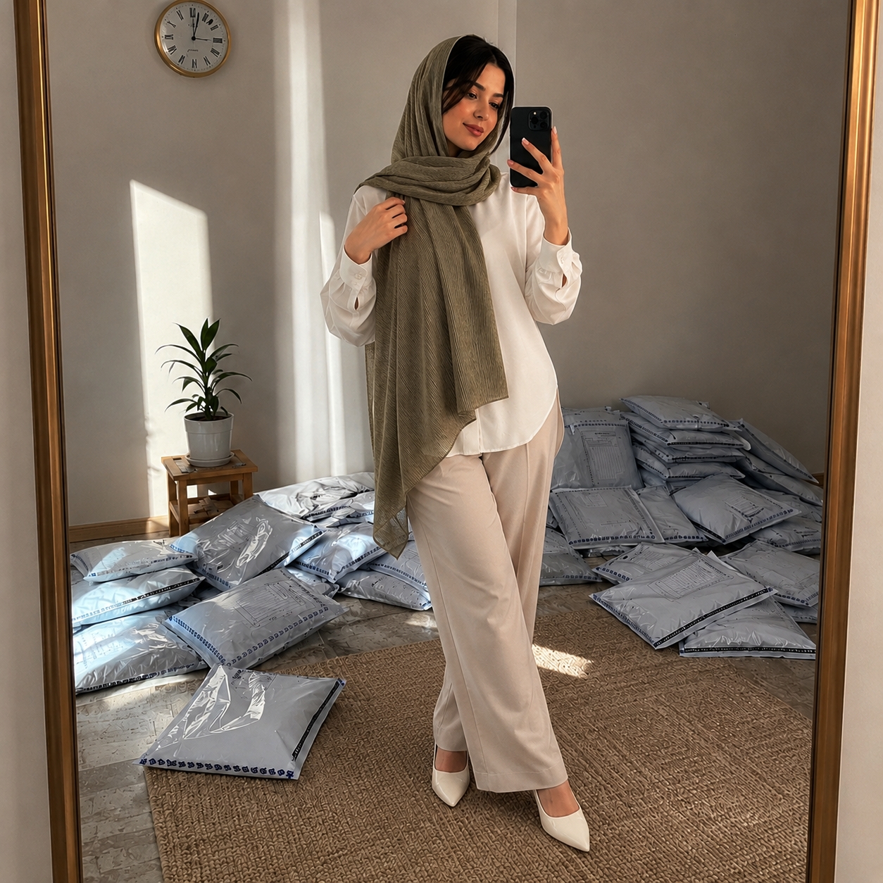 شال زنانه پلیسه نخی تابستانه موندیال قواره 70*200 سبک و خنک